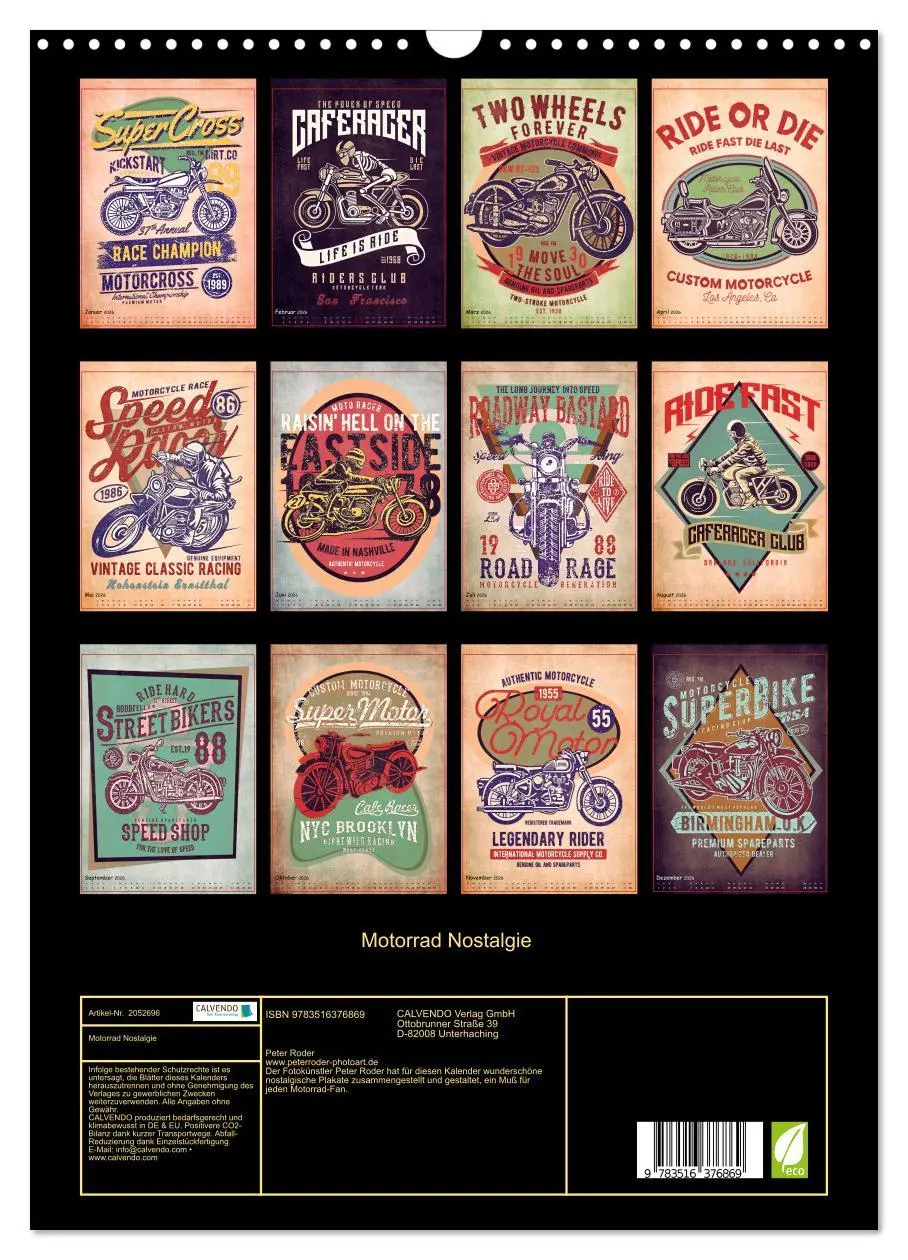 Bild: 9783516376869 | Motorrad Nostalgie (Wandkalender 2026 DIN A3 hoch), CALVENDO...