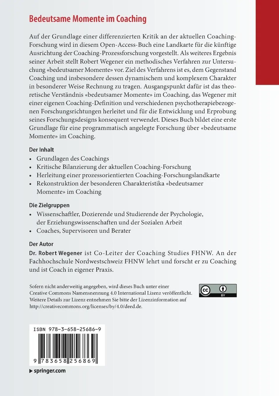 Rückseite: 9783658256869 | Bedeutsame Momente im Coaching | Robert Wegener | Taschenbuch | xxvii