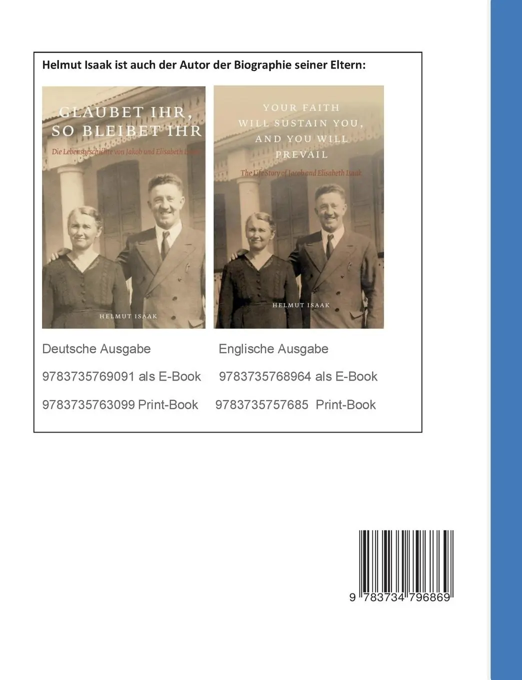Rückseite: 9783734796869 | Meine Memoiren | Helmut Isaak | Taschenbuch | 144 S. | Deutsch | 2015
