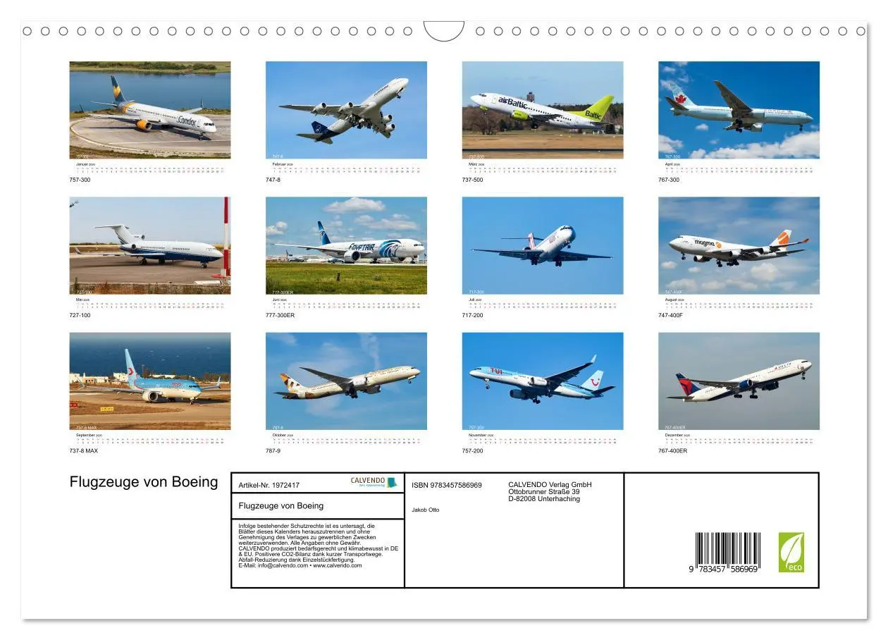 Bild: 9783457586969 | Flugzeuge von Boeing (Wandkalender 2026 DIN A3 quer), CALVENDO...