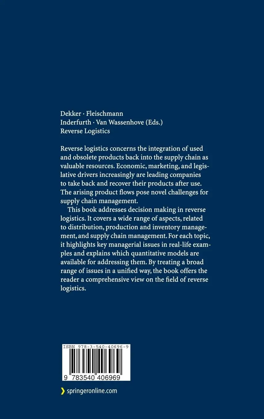 Rückseite: 9783540406969 | Reverse Logistics | Quantitative Models for Closed-Loop Supply Chains