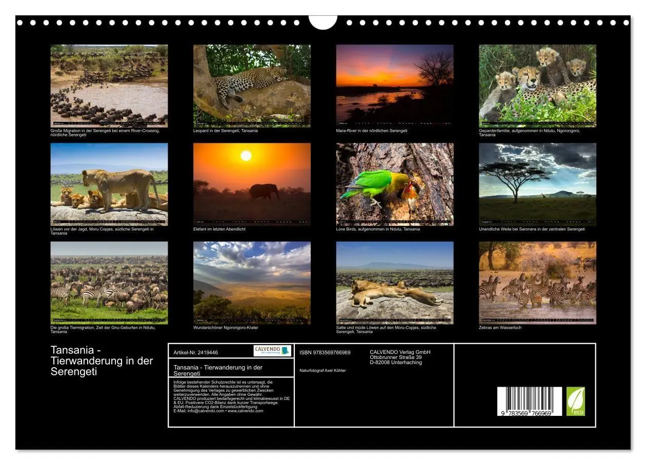 Bild: 9783569766969 | Tansania - Tierwanderung in der Serengeti (Wandkalender 2027 DIN A3...