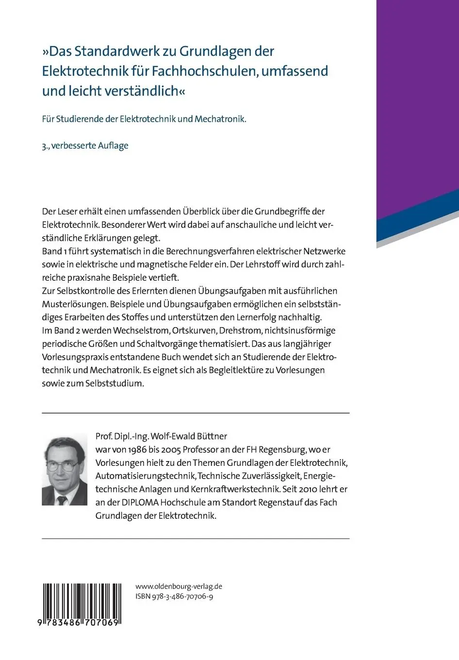 Rückseite: 9783486707069 | Grundlagen der Elektrotechnik 1 | Wolf-Ewald Büttner | Taschenbuch