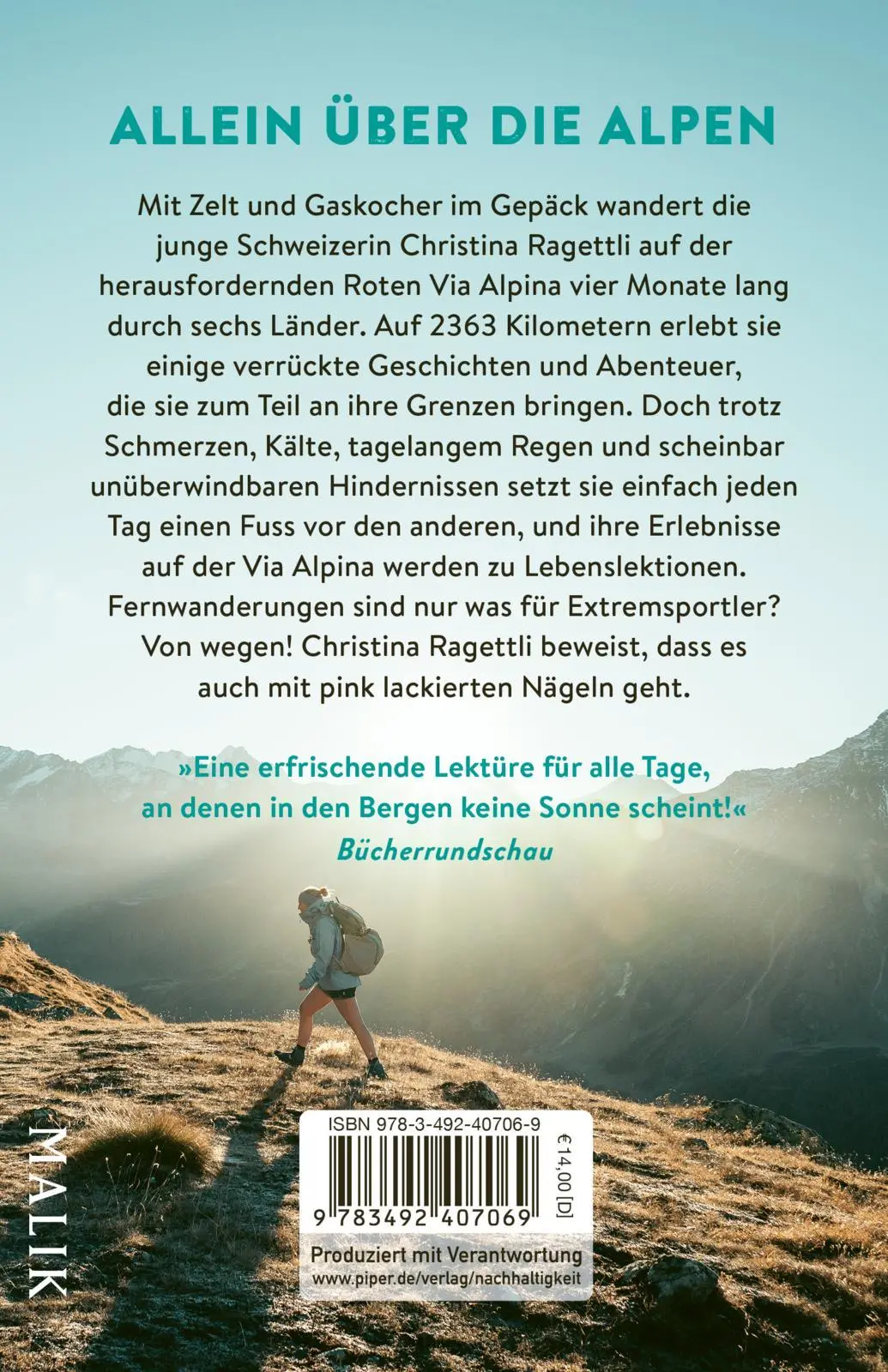 Rückseite: 9783492407069 | VON WEGEN. Allein auf der Via Alpina - 2363 Kilometer zu Fuss von...