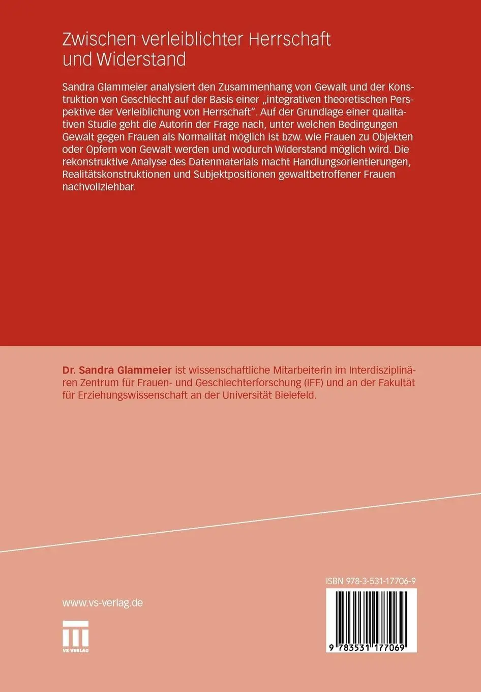 Rückseite: 9783531177069 | Zwischen verleiblichter Herrschaft und Widerstand | Sandra Glammeier