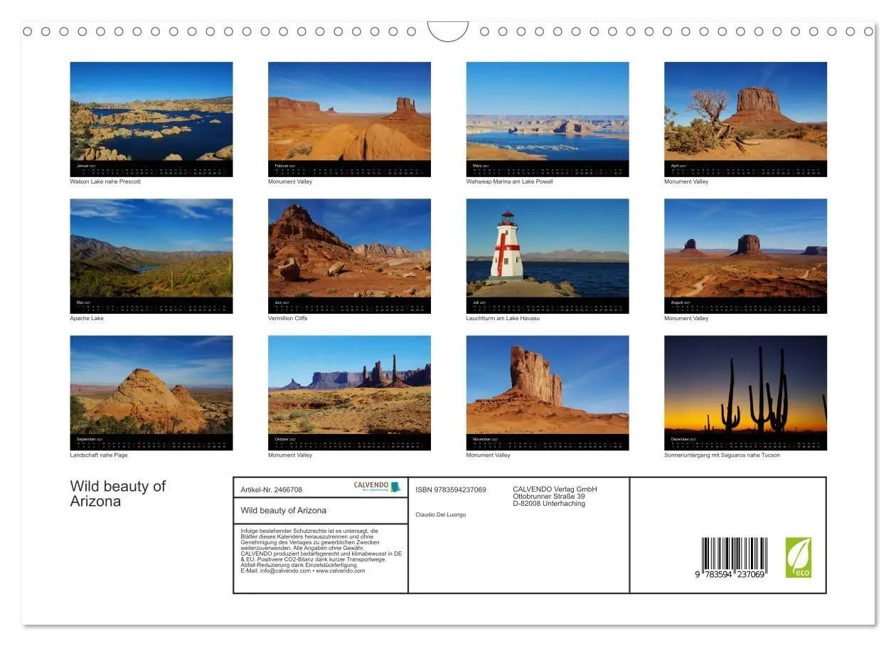 Bild: 9783594237069 | Wild beauty of Arizona (Wandkalender 2027 DIN A3 quer), CALVENDO...
