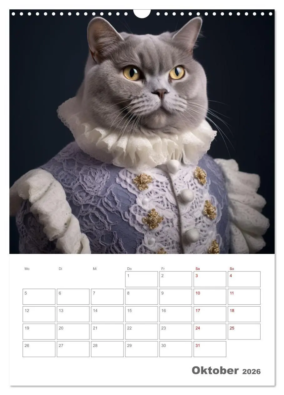 Bild: 9783516317169 | Royale Katzen Portraits (Wandkalender 2026 DIN A3 hoch), CALVENDO...