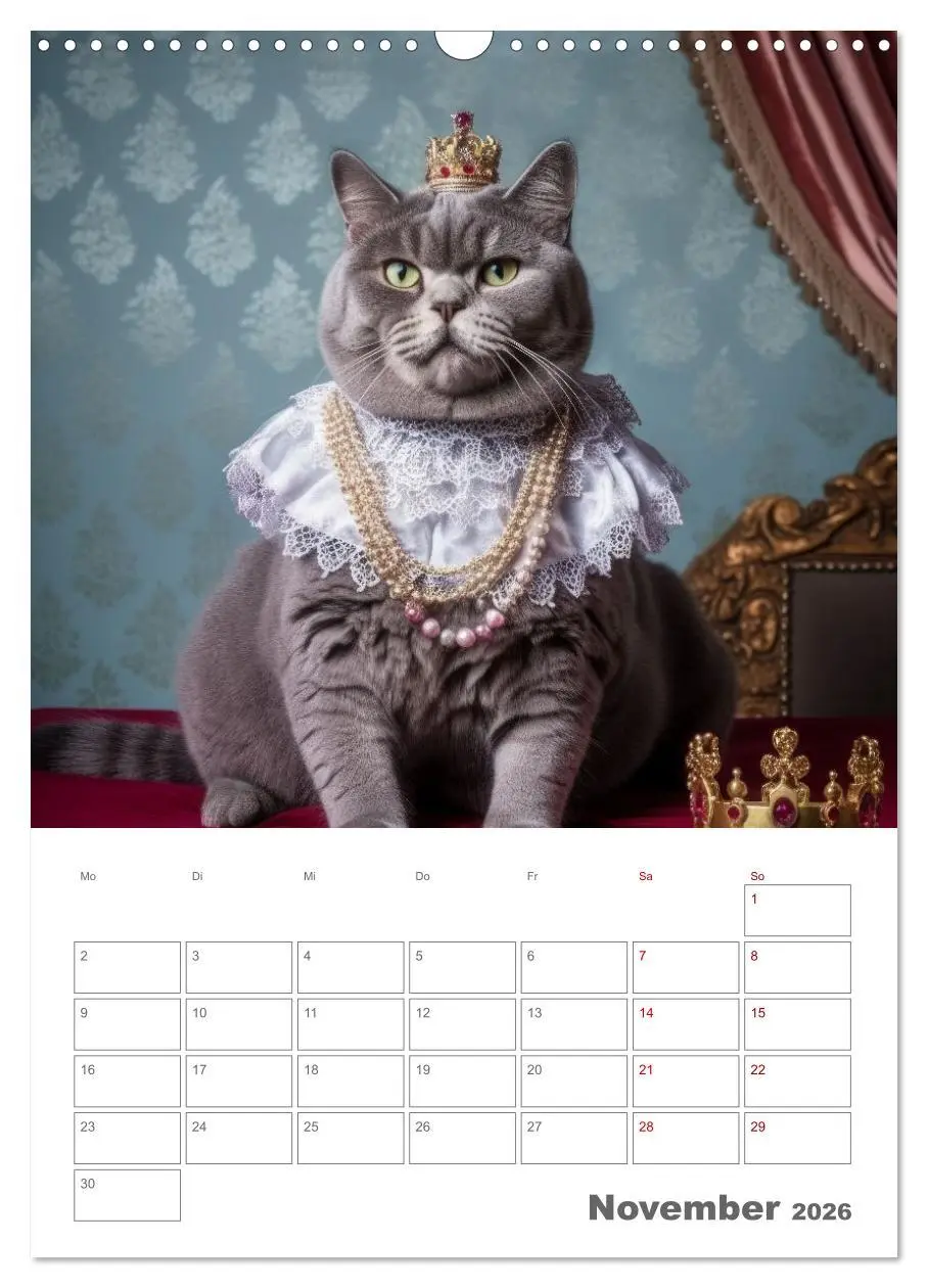 Bild: 9783516317169 | Royale Katzen Portraits (Wandkalender 2026 DIN A3 hoch), CALVENDO...