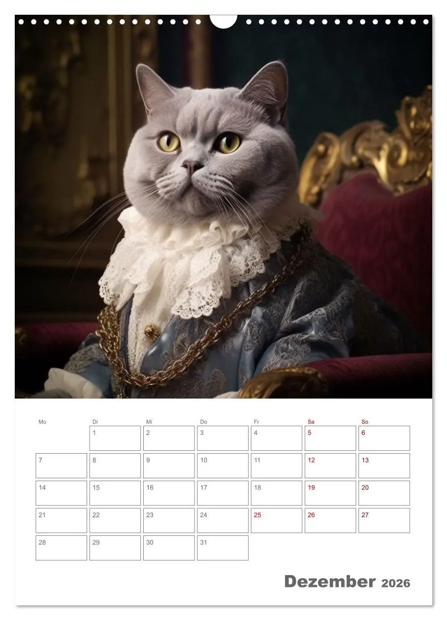 Bild: 9783516317169 | Royale Katzen Portraits (Wandkalender 2026 DIN A3 hoch), CALVENDO...