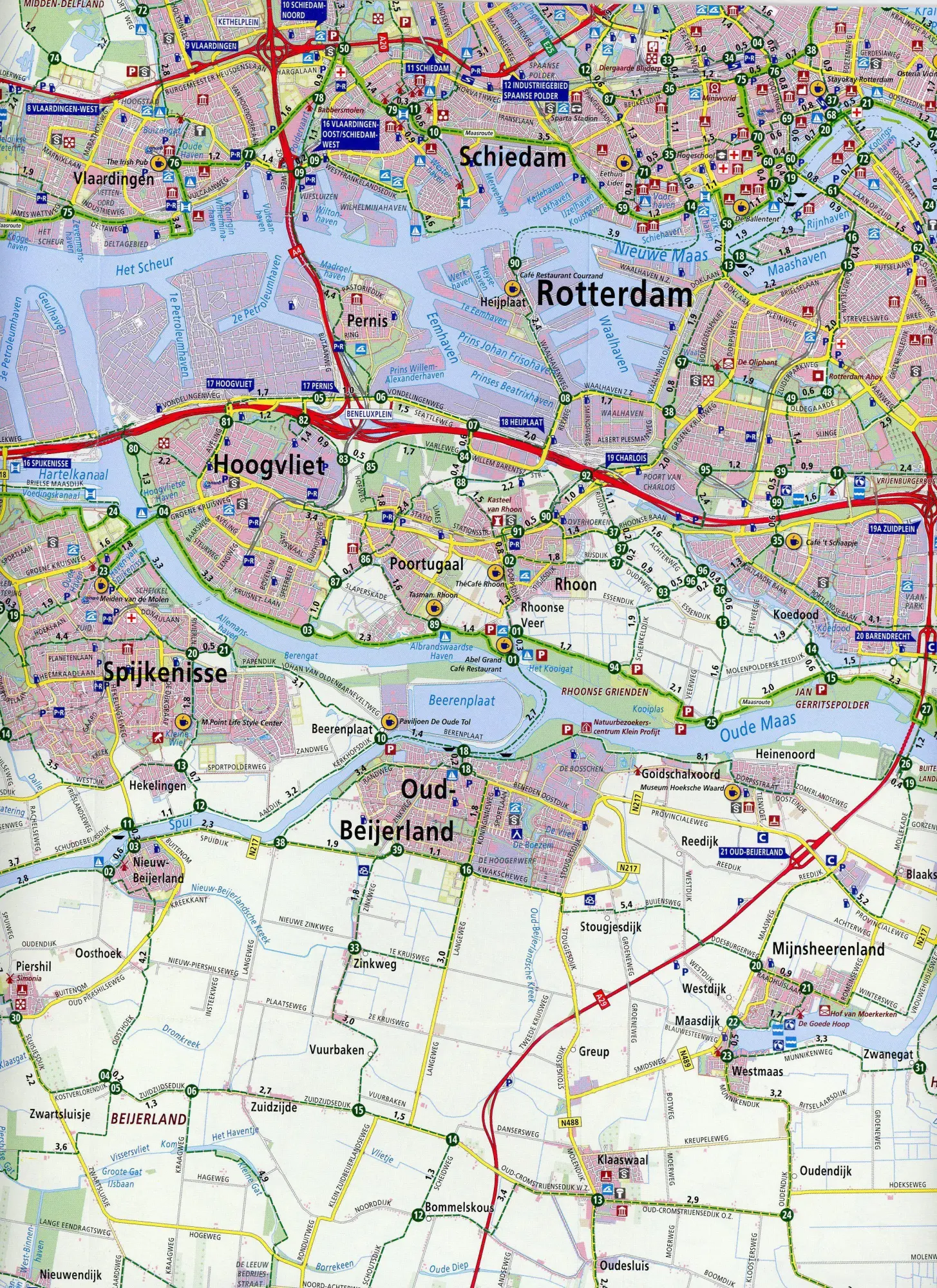 Bild: 9789018047269 | Regio Rotterdam 1 : 66 000 | Fietskaart mit Radwegen | (Land-)Karte