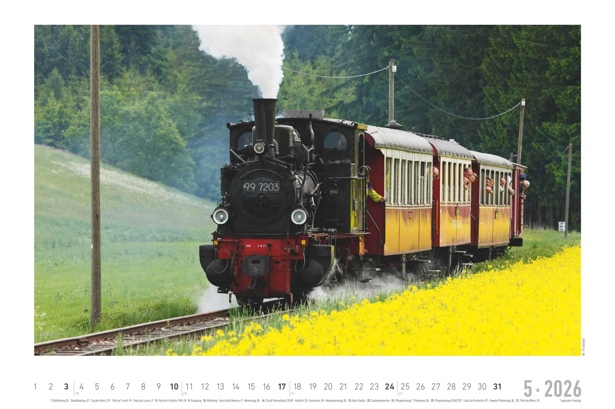 Bild: 4069095007369 | Faszinierende Dampfloks 2026 - Bildkalender 49,5x33 cm | Steam Engines