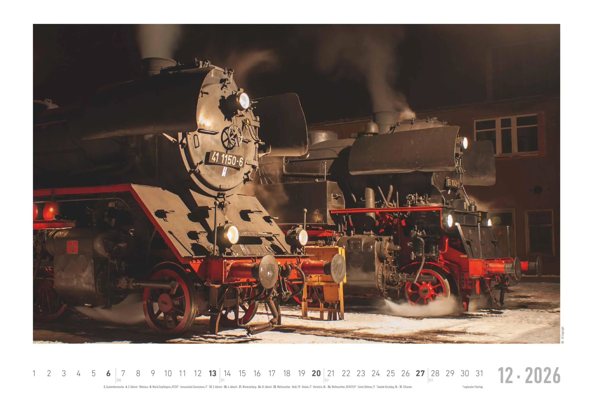 Bild: 4069095007369 | Faszinierende Dampfloks 2026 - Bildkalender 49,5x33 cm | Steam Engines