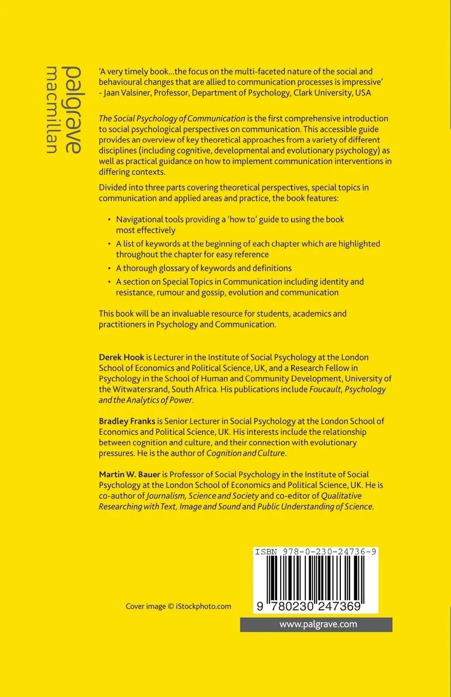 Rückseite: 9780230247369 | The Social Psychology of Communication | D. Hook (u. a.) | Taschenbuch