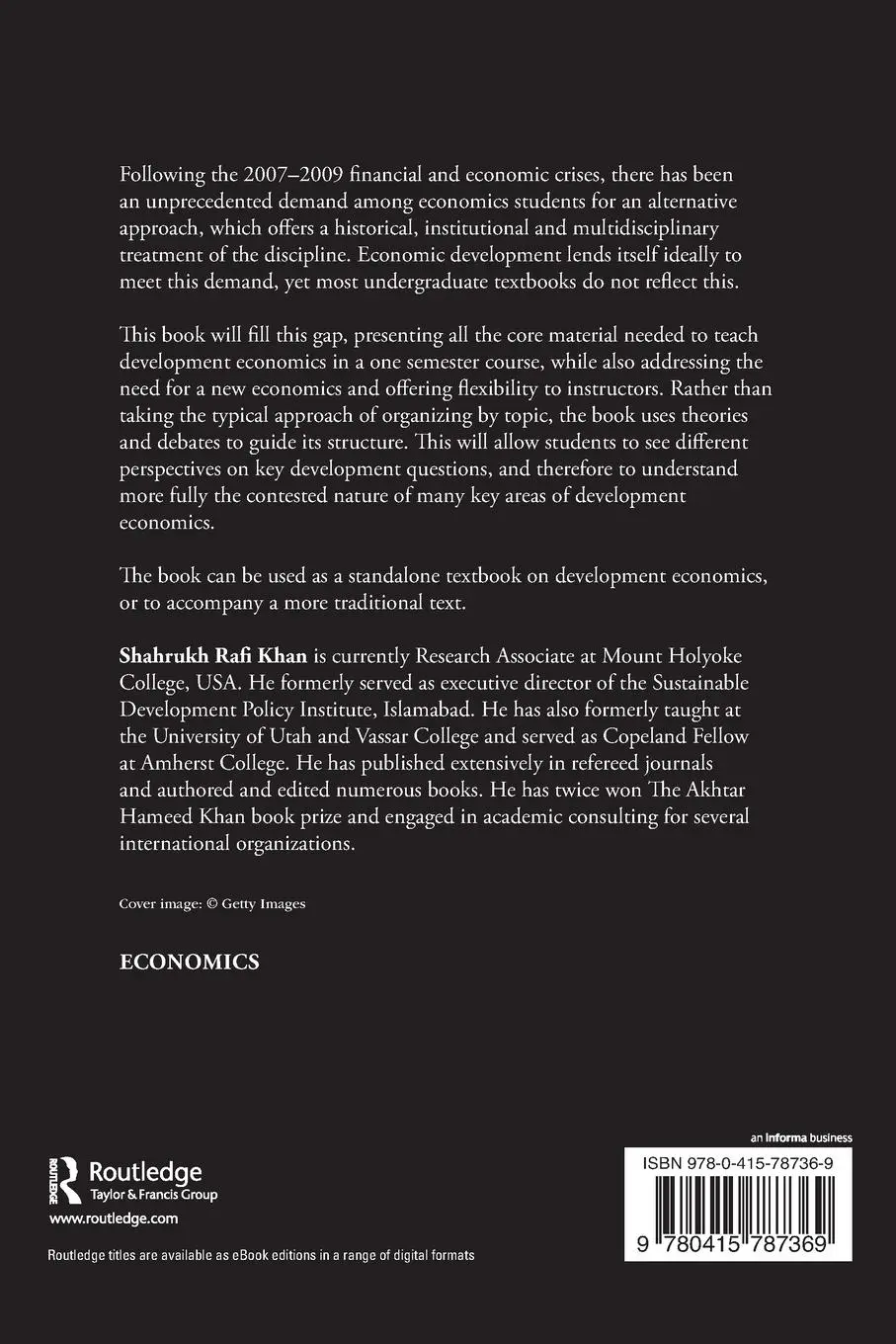 Rückseite: 9780415787369 | Development Economics | A Critical Introduction | Shahrukh Rafi Khan