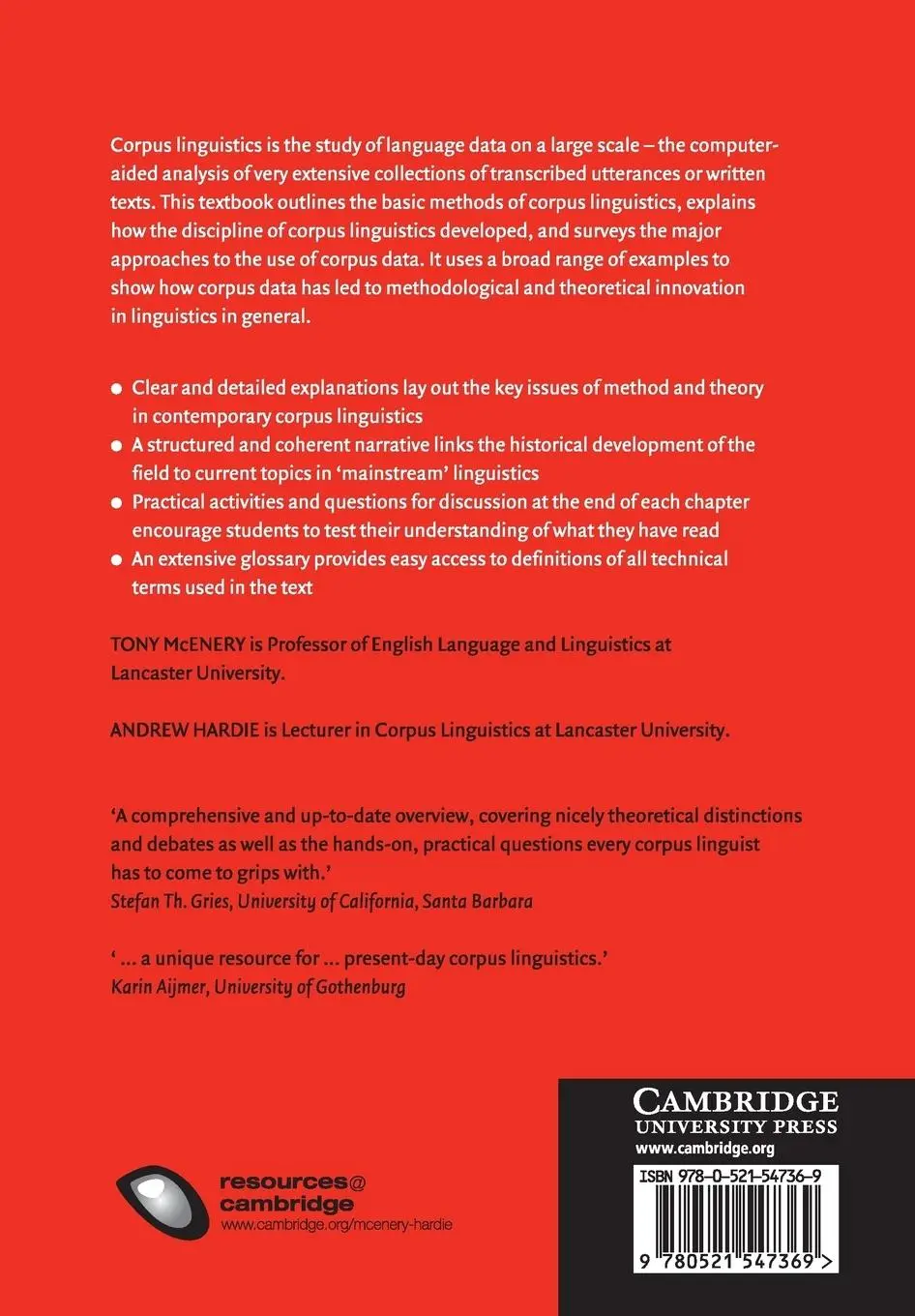Rückseite: 9780521547369 | Corpus Linguistics | Tony Mcenery (u. a.) | Taschenbuch | Englisch
