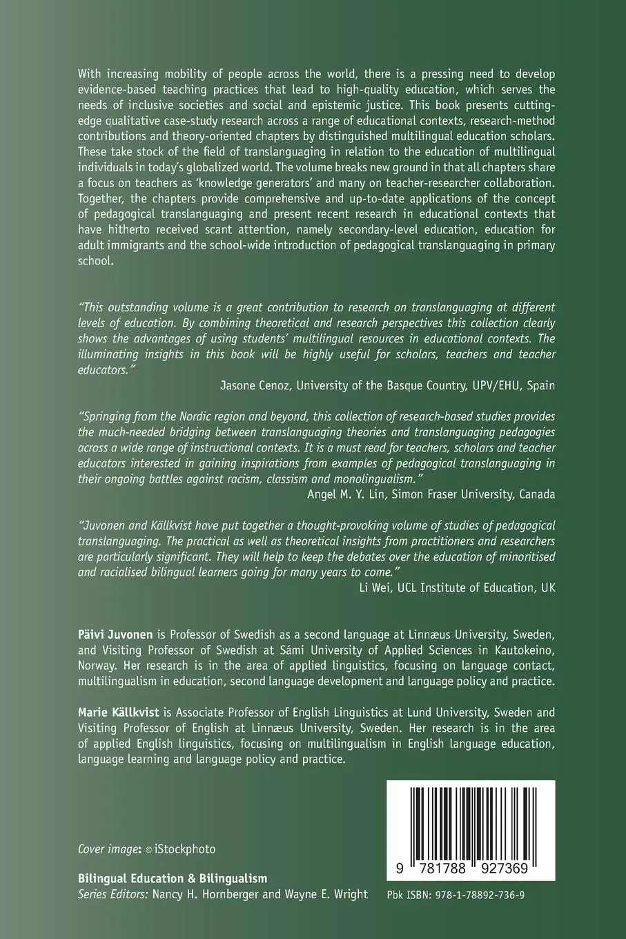 Rückseite: 9781788927369 | Pedagogical Translanguaging | Päivi Juvonen (u. a.) | Taschenbuch