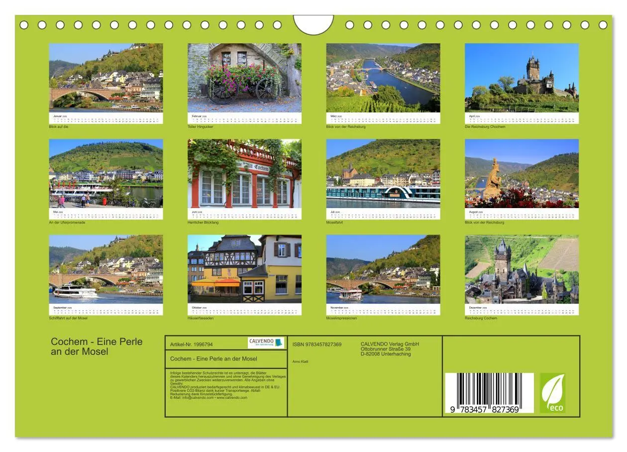 Bild: 9783457827369 | Cochem - Eine Perle an der Mosel (Wandkalender 2026 DIN A4 quer),...