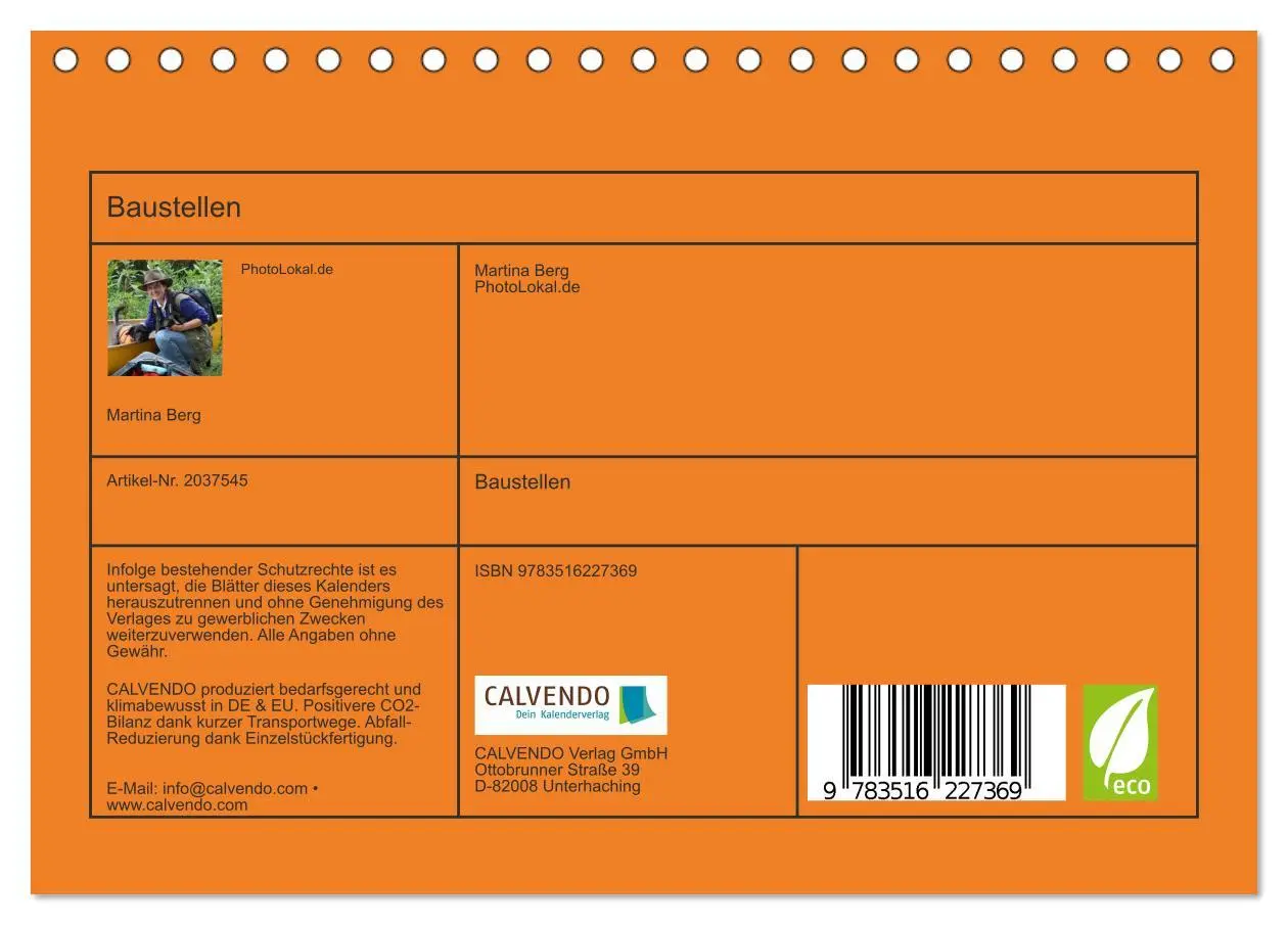 Bild: 9783516227369 | Baustellen (Tischkalender 2026 DIN A5 quer), CALVENDO Monatskalender