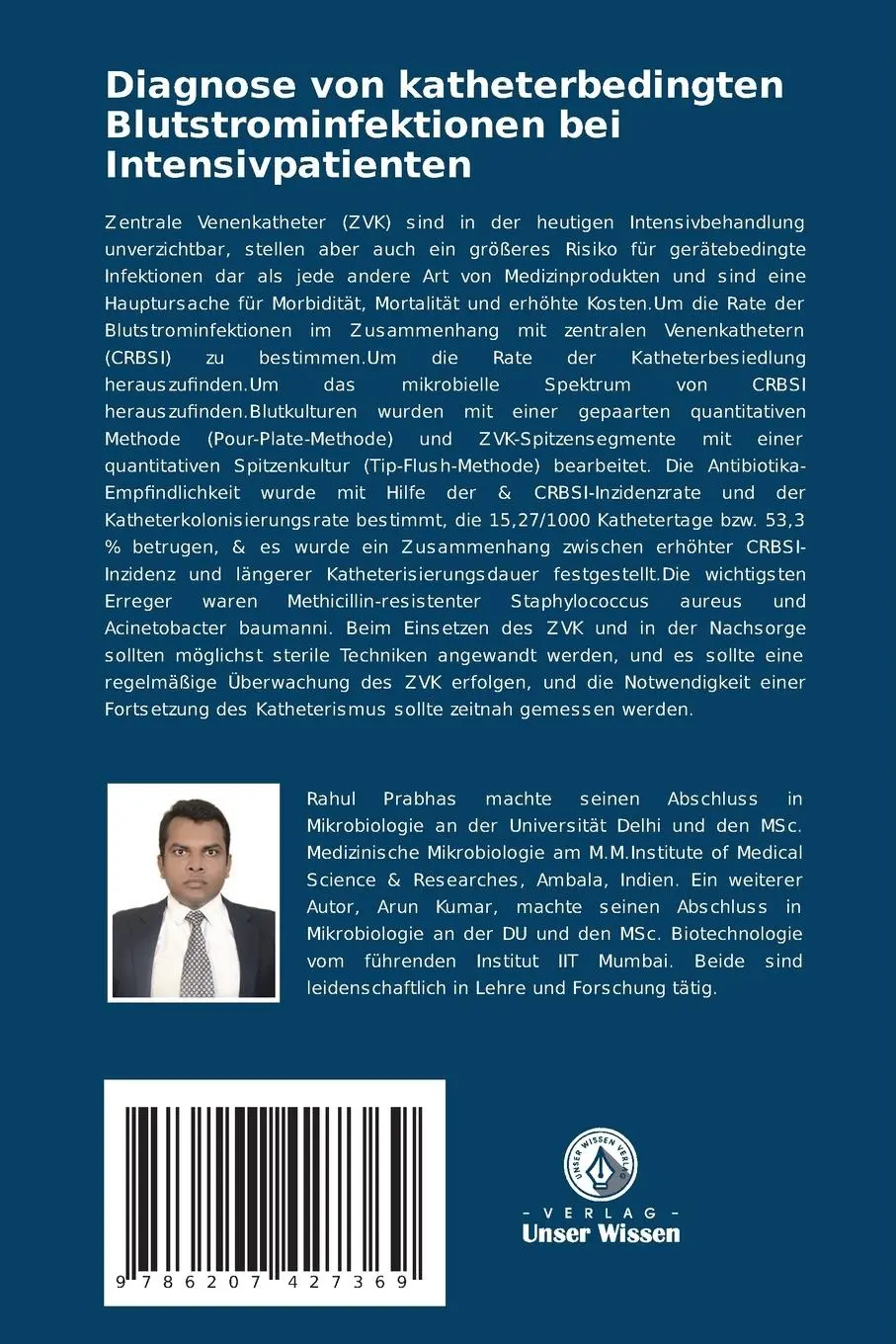 Rückseite: 9786207427369 | Diagnose von katheterbedingten Blutstrominfektionen bei...