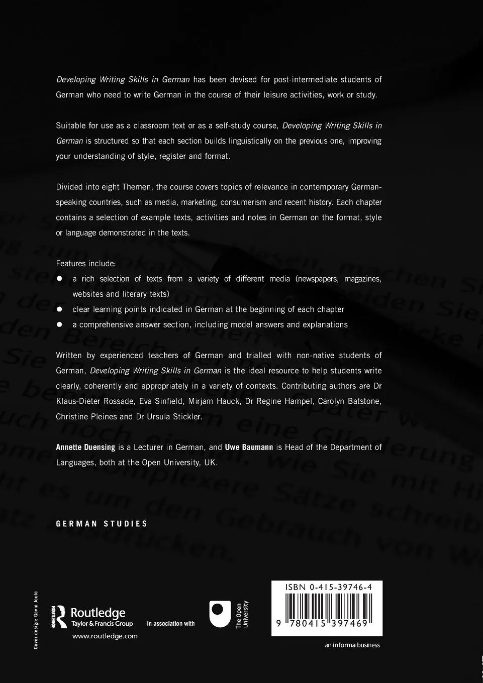 Rückseite: 9780415397469 | Developing Writing Skills in German | Annette Duensing (u. a.) | Buch
