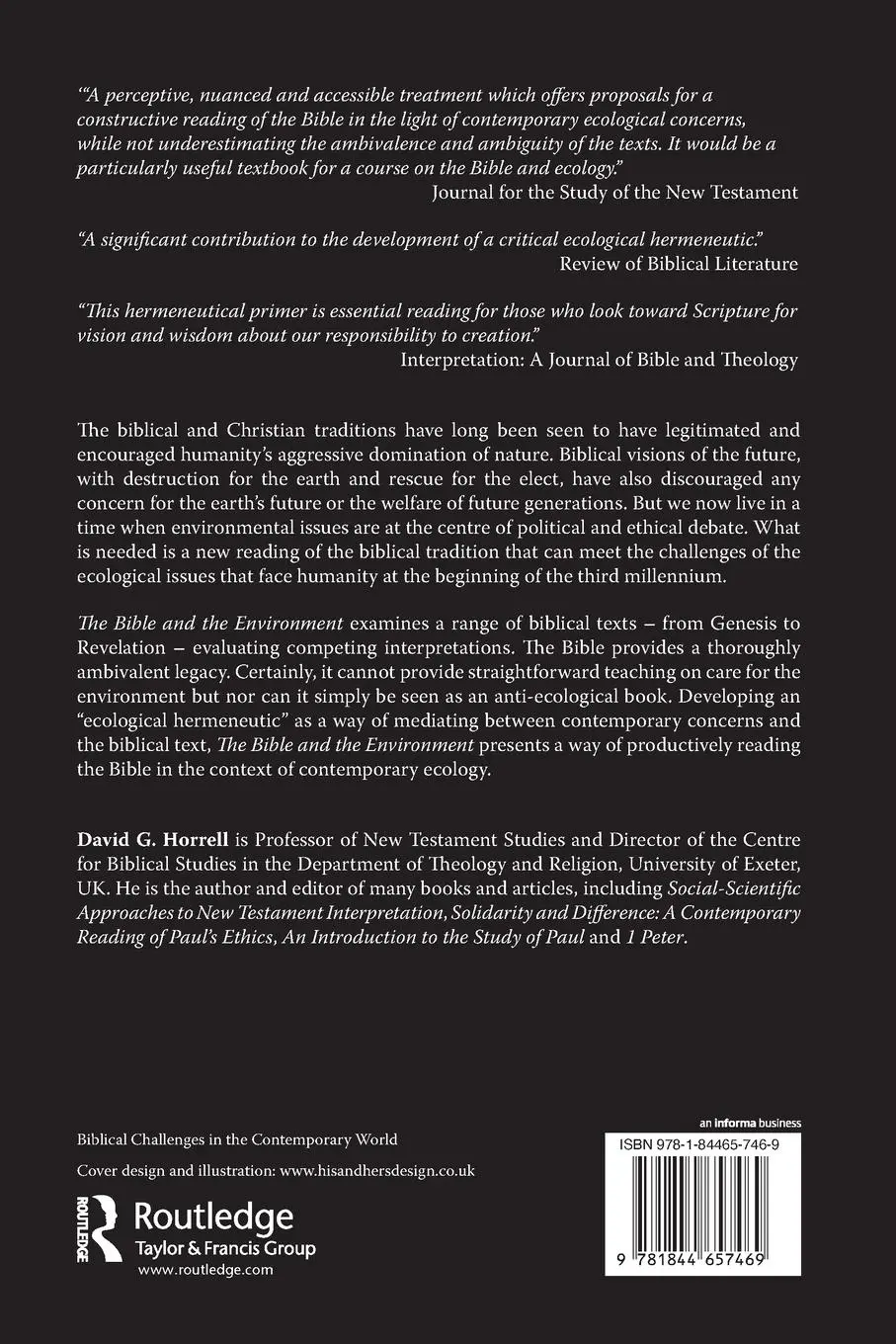 Rückseite: 9781844657469 | The Bible and the Environment | David G. Horrell | Taschenbuch | 2014