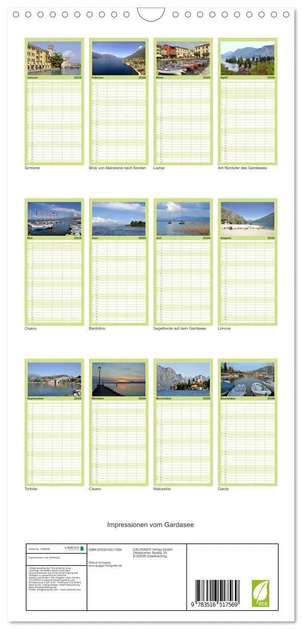 Bild: 9783516517569 | Familienplaner 2026 - Impressionen vom Gardasee mit 5 Spalten...
