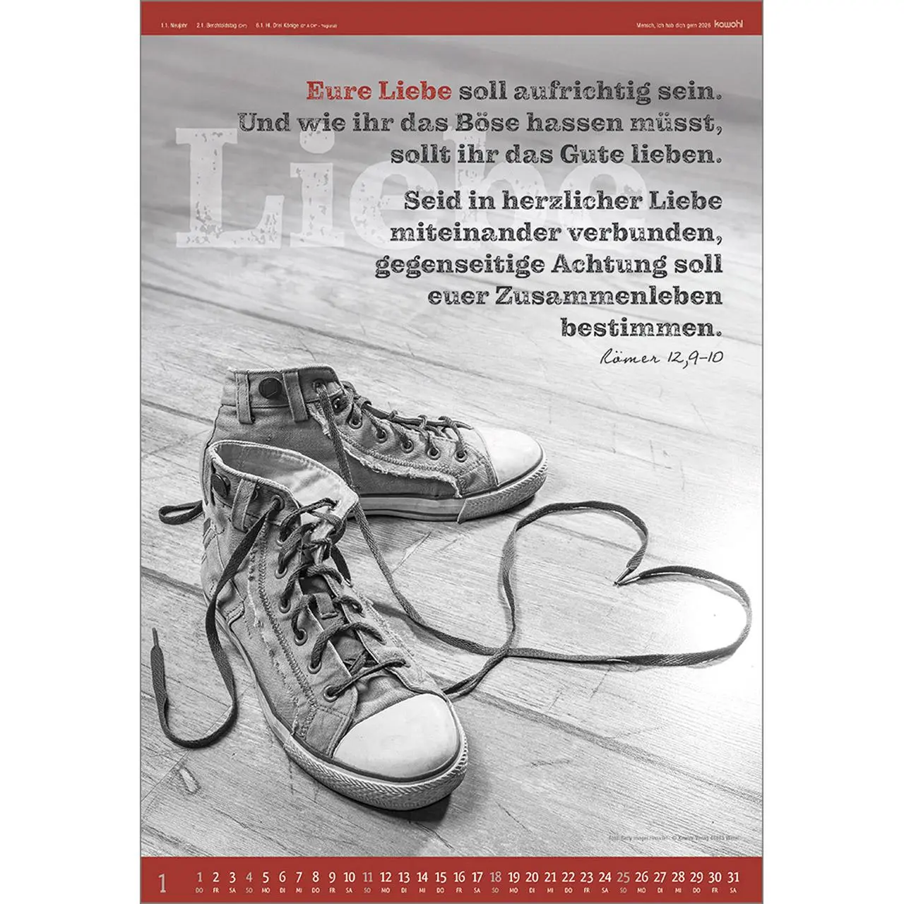 Bild: 9783754807569 | Mensch - ich hab dich gern 2026 | S/W-Kalender | Kalender | 14 S.