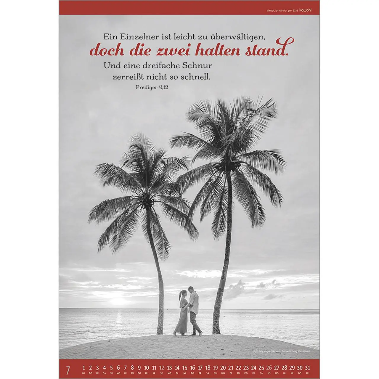 Bild: 9783754807569 | Mensch - ich hab dich gern 2026 | S/W-Kalender | Kalender | 14 S.