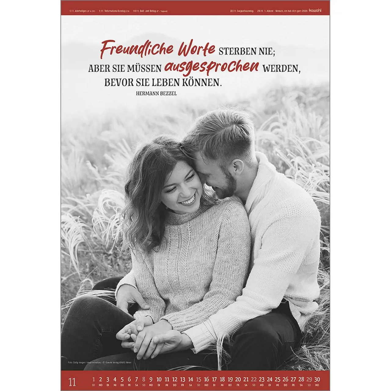 Bild: 9783754807569 | Mensch - ich hab dich gern 2026 | S/W-Kalender | Kalender | 14 S.