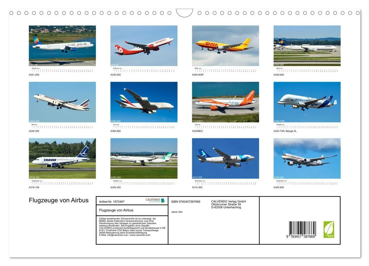 Bild: 9783457587669 | Flugzeuge von Airbus (Wandkalender 2026 DIN A3 quer), CALVENDO...