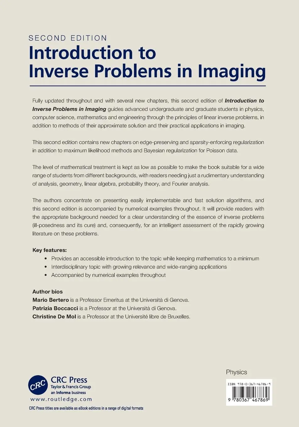 Rückseite: 9780367467869 | Introduction to Inverse Problems in Imaging | M. Bertero (u. a.)