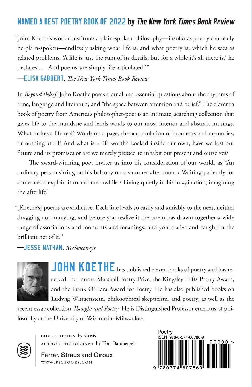 Rückseite: 9780374607869 | Beyond Belief | John Koethe | Taschenbuch | Kartoniert / Broschiert