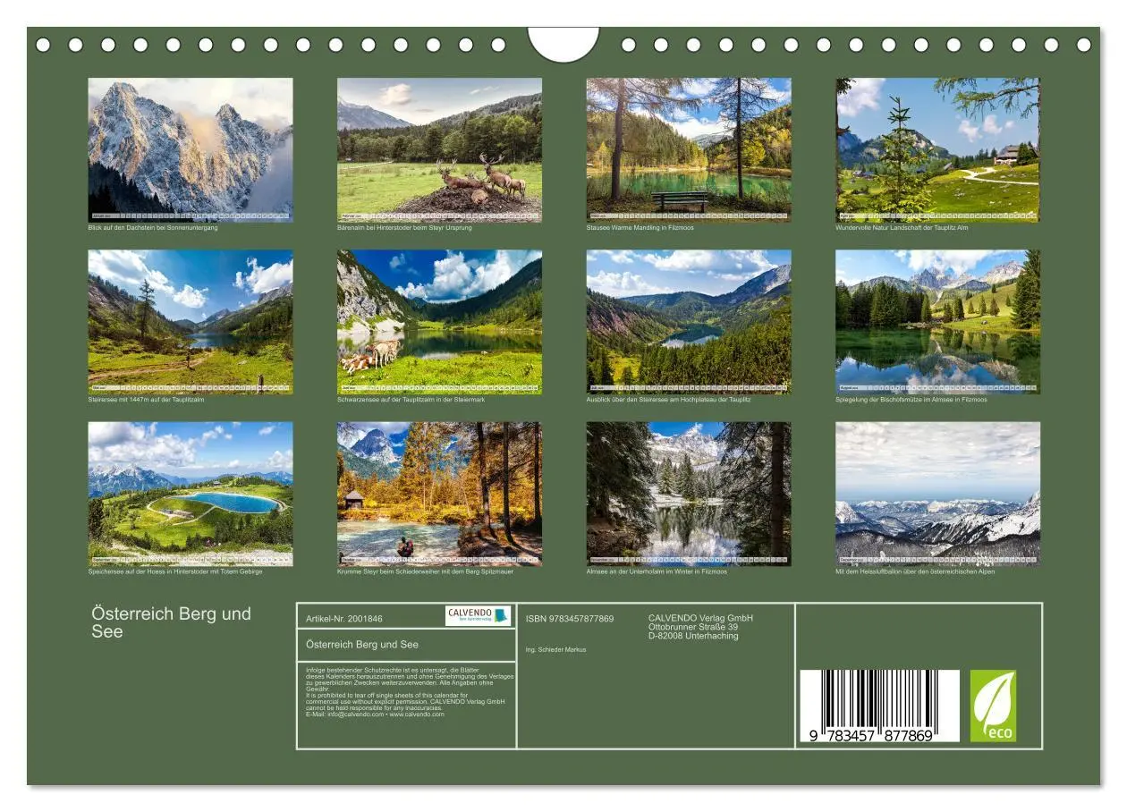 Bild: 9783457877869 | Österreich Berg und See (Wandkalender 2026 DIN A4 quer), CALVENDO...