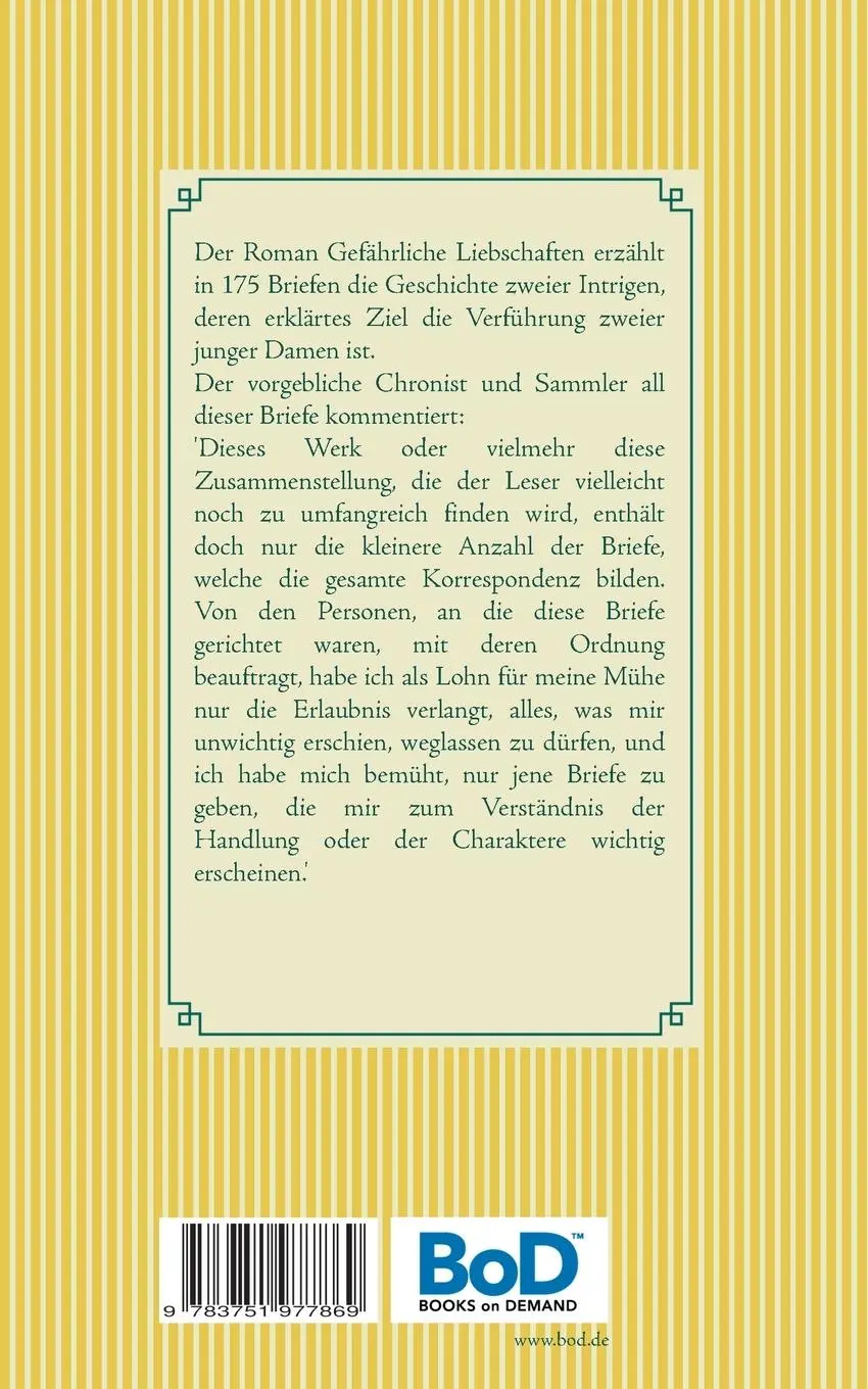 Rückseite: 9783751977869 | Gefährliche Liebschaften | Les Liaisons dangereuses | Laclos | Buch
