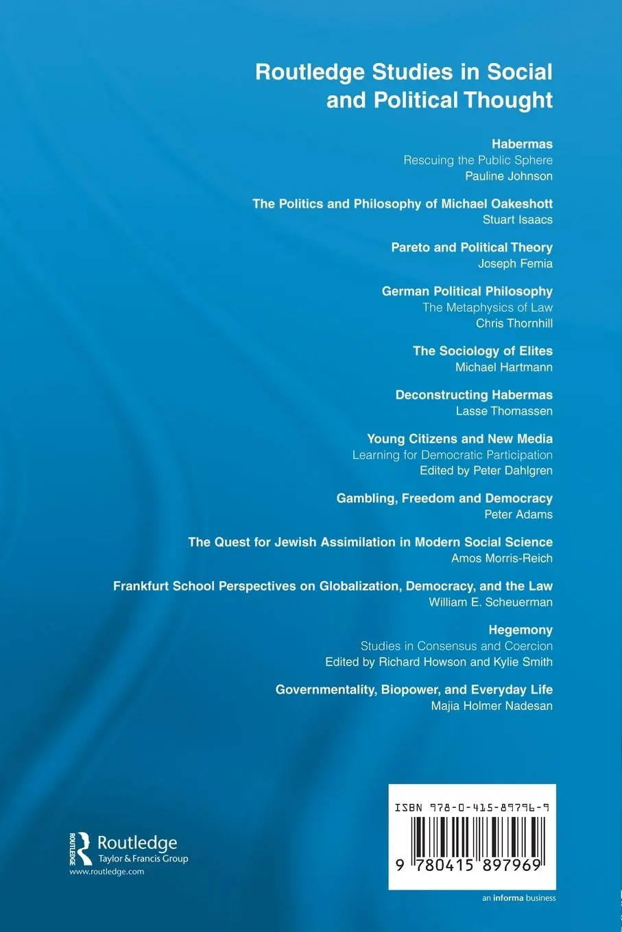 Rückseite: 9780415897969 | Governmentality, Biopower, and Everyday Life | Majia Holmer Nadesan