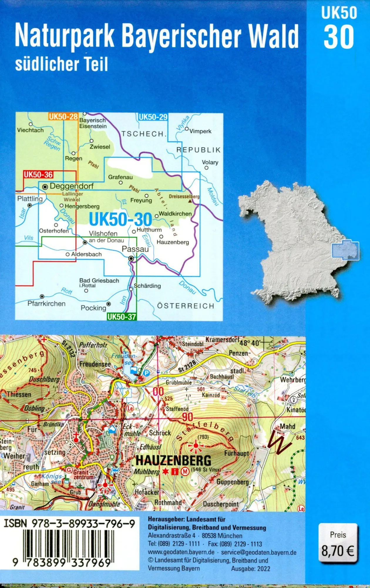 Bild: 9783899337969 | Naturpark Bayerischer Wald - südlicher Teil 1 : 50 000 (UK50-30)