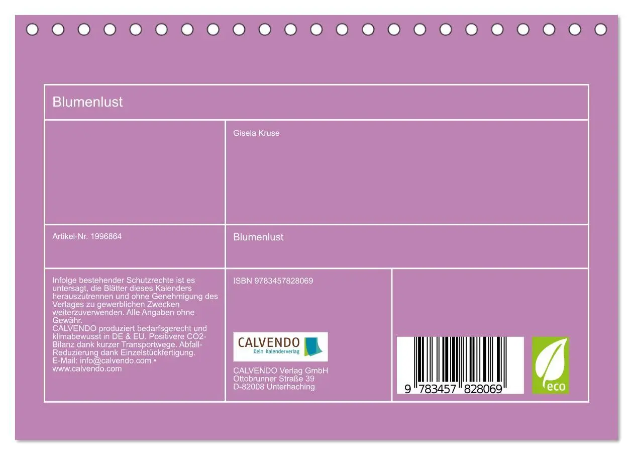 Bild: 9783457828069 | Blumenlust (Tischkalender 2026 DIN A5 quer), CALVENDO Monatskalender