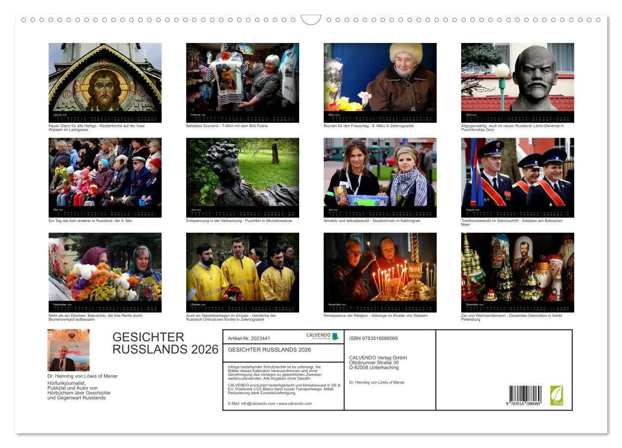 Bild: 9783516088069 | GESICHTER RUSSLANDS 2026 (Wandkalender 2026 DIN A2 quer), CALVENDO...