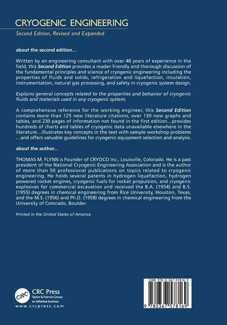 Rückseite: 9780367578169 | Cryogenic Engineering, Revised and Expanded | Thomas Flynn | Buch