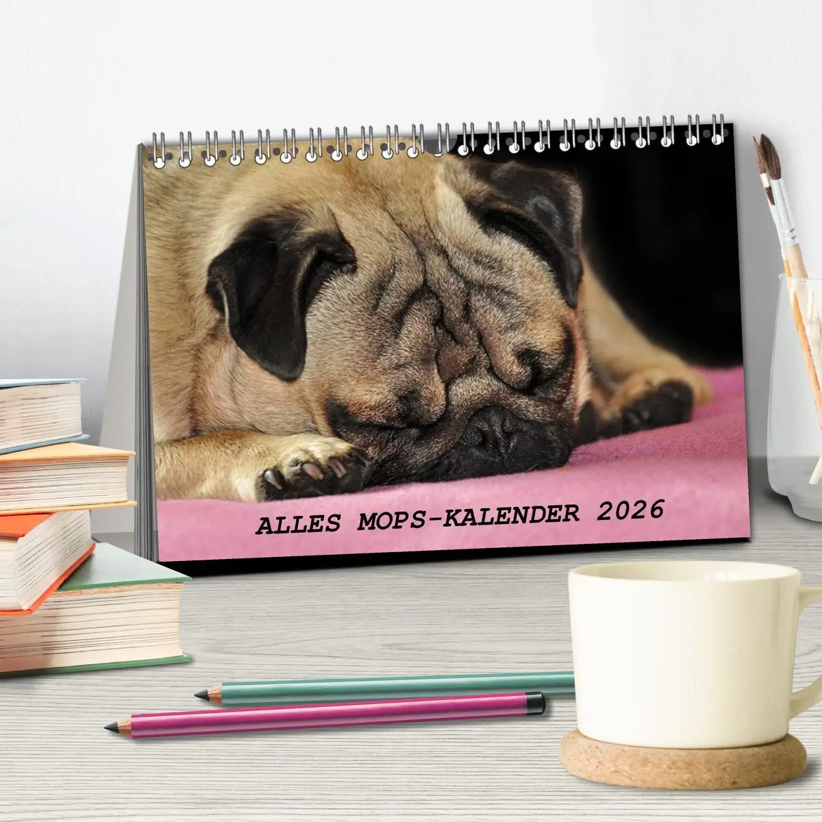 Bild: 9783457748169 | Alles Mops-Kalender 2026 (Tischkalender 2026 DIN A5 quer), CALVENDO...
