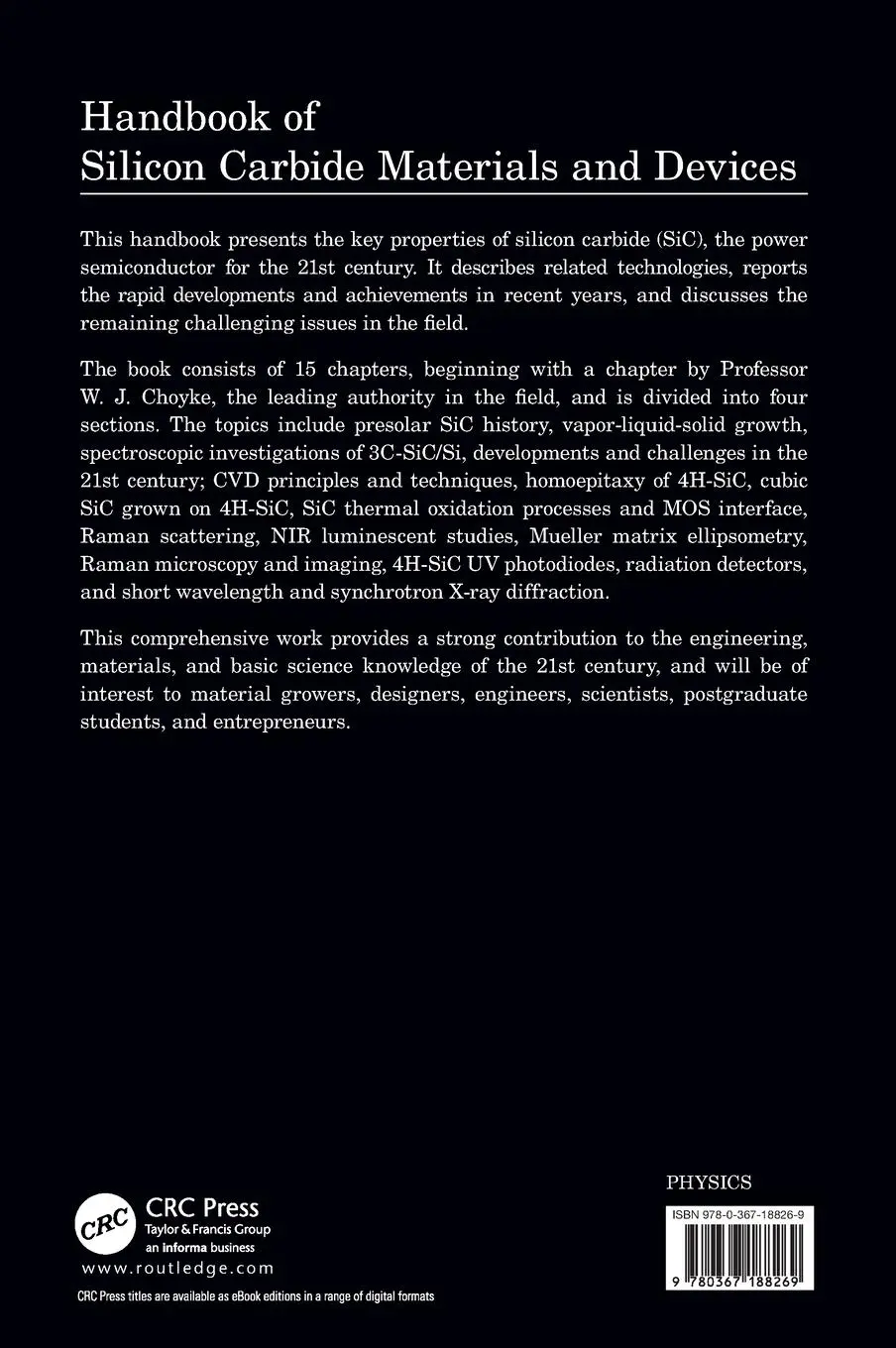 Rückseite: 9780367188269 | Handbook of Silicon Carbide Materials and Devices | Zhe Chuan Feng
