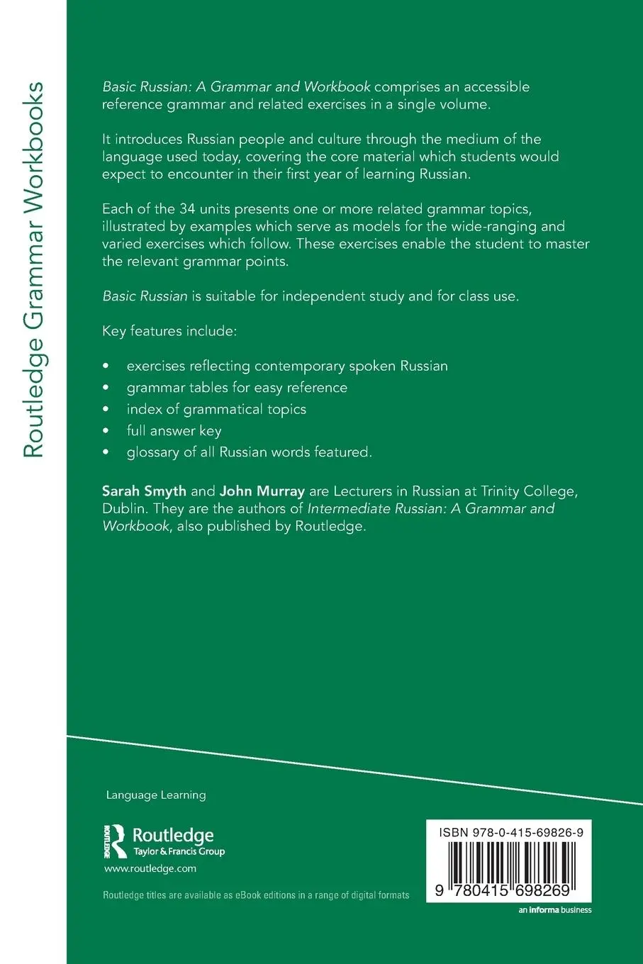 Rückseite: 9780415698269 | Basic Russian | A Grammar and Workbook | Sarah Smyth (u. a.) | Buch