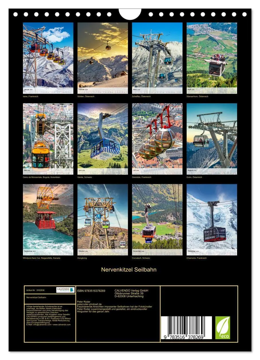 Bild: 9783516378269 | Nervenkitzel Seilbahn (Wandkalender 2026 DIN A4 hoch), CALVENDO...
