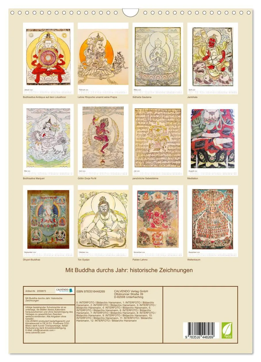 Bild: 9783516448269 | Mit Buddha durchs Jahr: historische Zeichnungen (Wandkalender 2026...