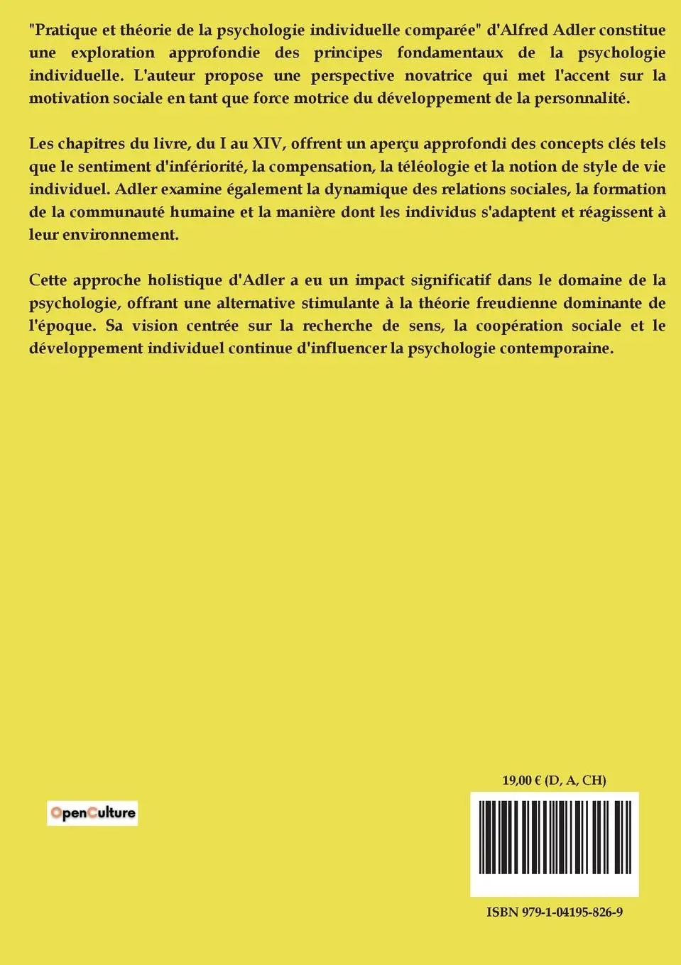 Rückseite: 9791041958269 | Pratique et théorie de la psychologie individuelle comparée | Adler
