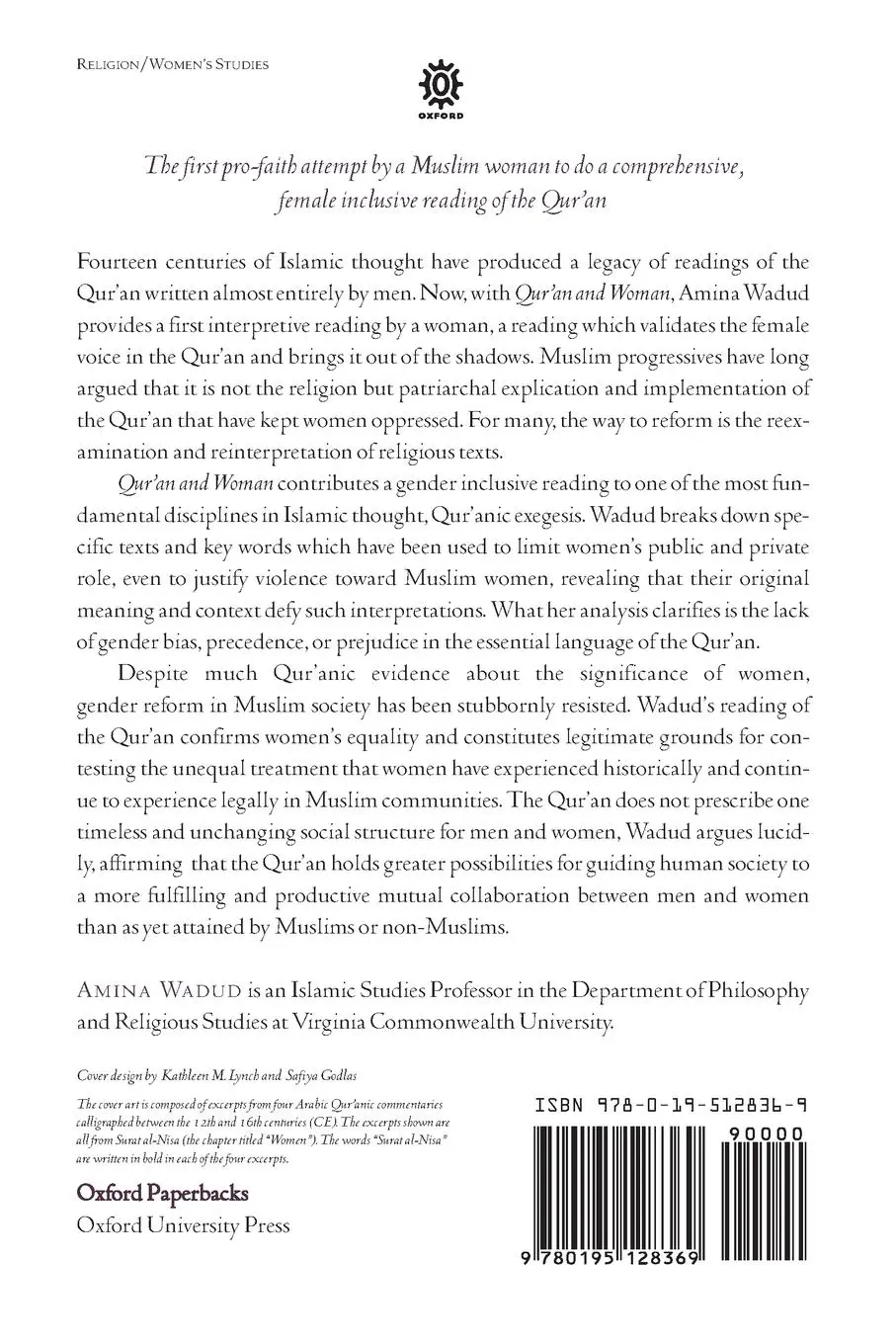 Rückseite: 9780195128369 | Qur'an and Woman | Amina Wadud | Taschenbuch | Kartoniert / Broschiert