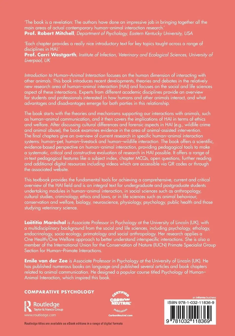 Rückseite: 9781032118369 | Introduction to Human-Animal Interaction | Laëtitia Maréchal (u. a.)