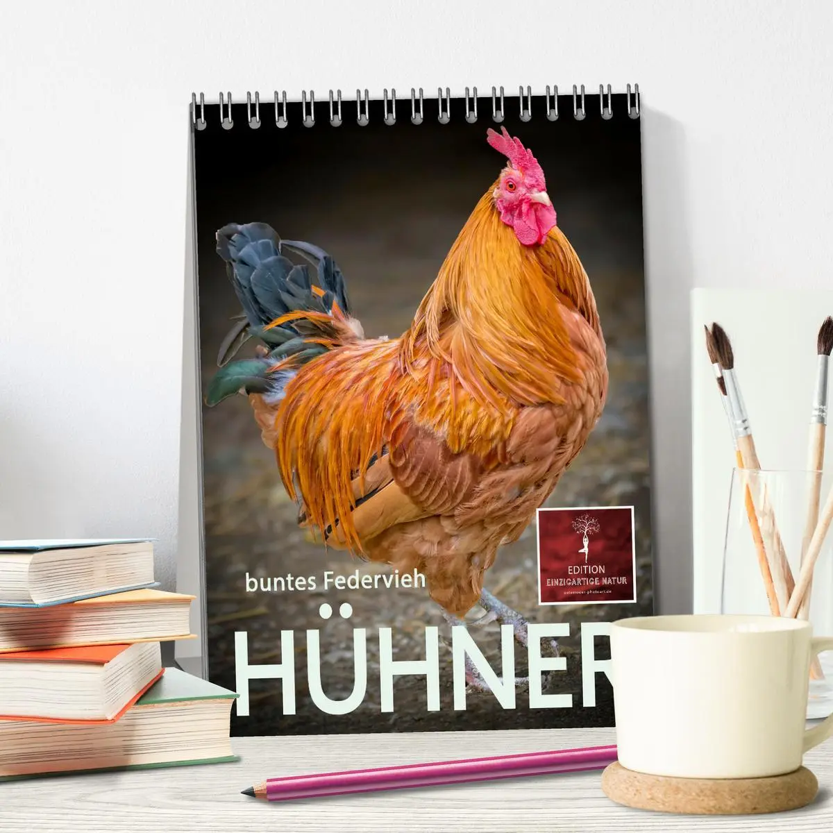 Bild: 9783516368369 | Hühner - buntes Federvieh (Tischkalender 2026 DIN A5 hoch),...