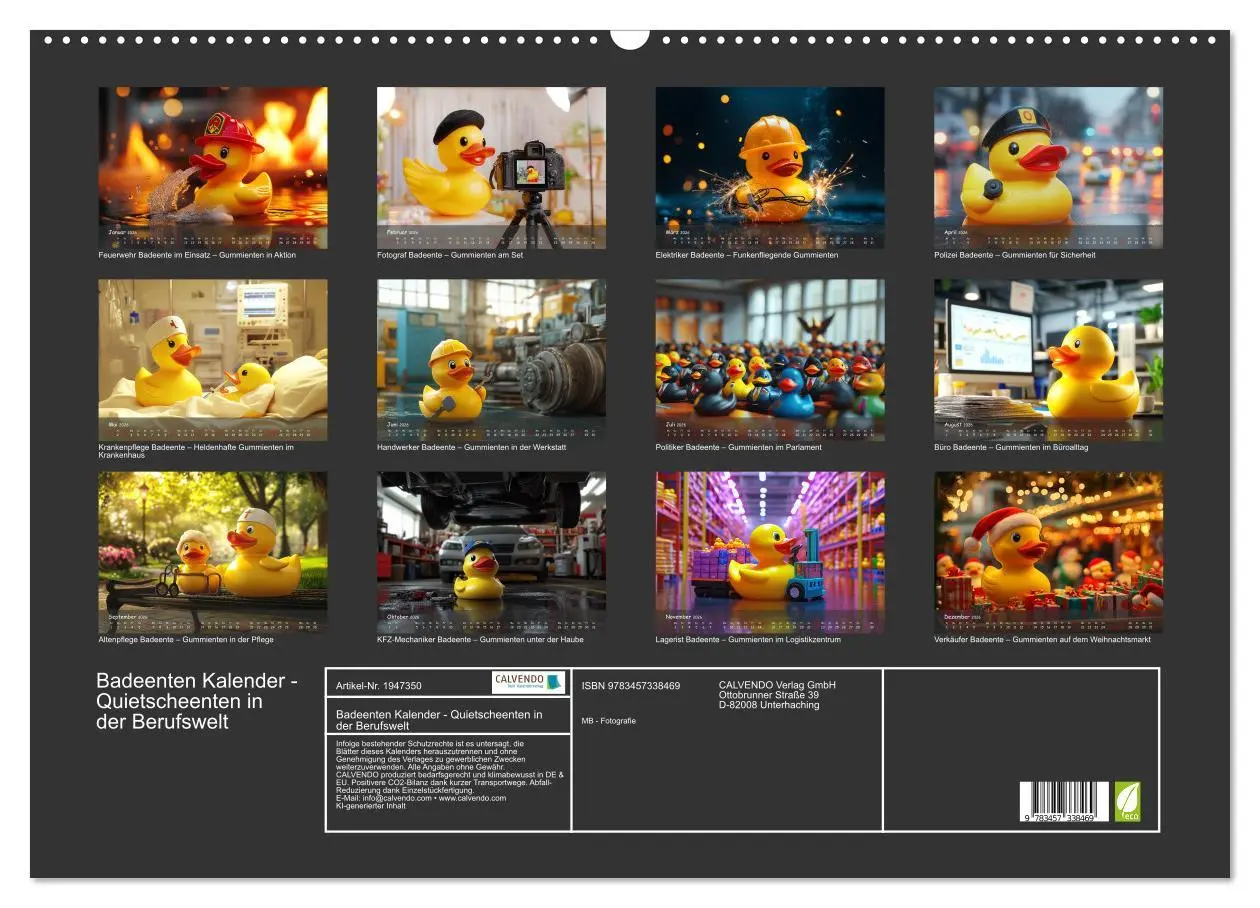 Bild: 9783457338469 | Badeenten Kalender - Quietscheenten in der Berufswelt (Wandkalender...