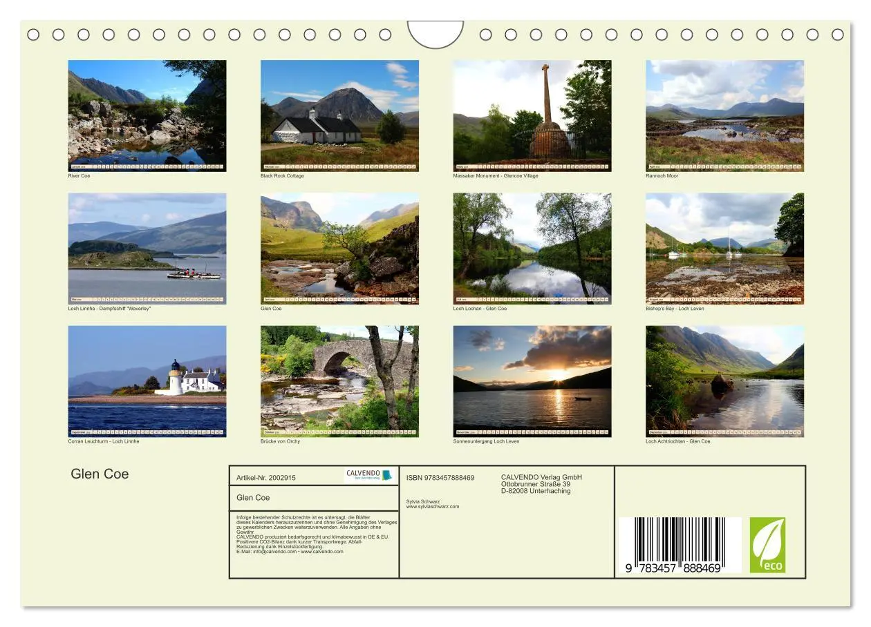 Bild: 9783457888469 | Glen Coe (Wandkalender 2026 DIN A4 quer), CALVENDO Monatskalender